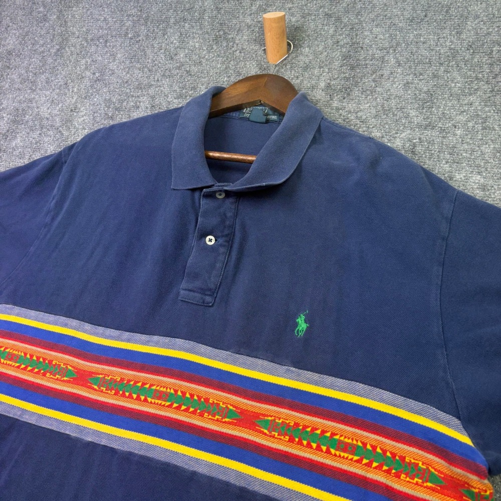 Polo Ralph Lauren Polo Mens XXL Blue Aztec Southwestern Stripe Short Sleeve Top